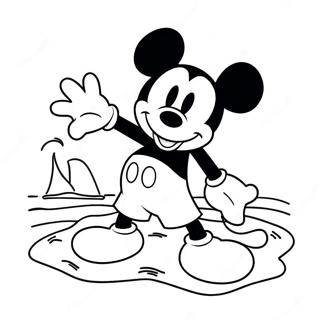 Page à Colorier de Mickey Mouse Amusement à la Plage | Page de coloriage Disney Été