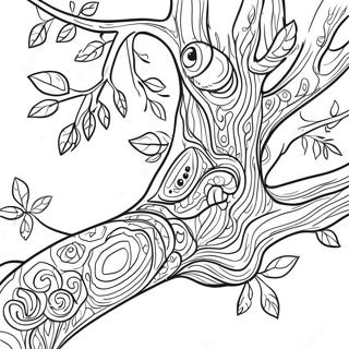 Page à colorier de branche d'arbre détaillée | Page de coloriage Branche d'arbre