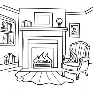 Page à colorier de la Cheminée Confortable | Page de coloriage Cheminée