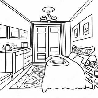 Page à colorier de l'Intérieur d'un Appartement | Page de coloriage Appartement