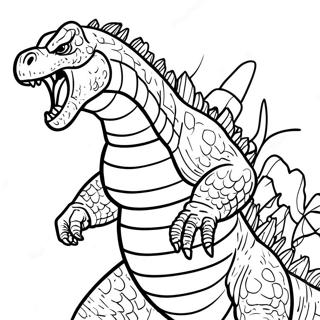 Page à colorier de Godzilla 2000 rugissant | Page de coloriage Godzilla 2000