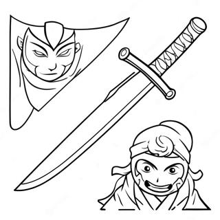 Page à colorier de l'épée de ninja | Page de coloriage Épée de Ninja