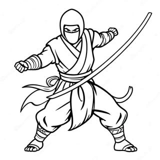 Page à colorier du guerrier ninja épique avec épée | Page de coloriage Épée de Ninja