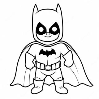 Page à colorier du bébé Batman en costume mignon | Page de coloriage Bébé Batman