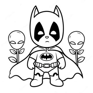 Page à colorier du bébé Batman adorable avec une cape | Page de coloriage Bébé Batman