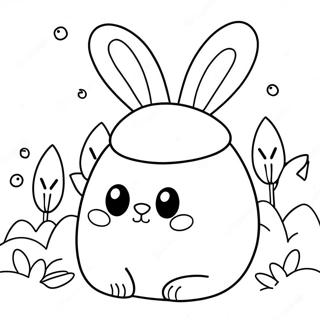 Page à colorier du lapin de Pâques Squishmallow | Page de coloriage Squishmallow Pâques