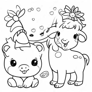 Page à colorier ouverte amusante avec des animaux | Page de coloriage Ouvrir