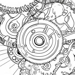 Page à colorier de rouages | Page de coloriage Engrenage