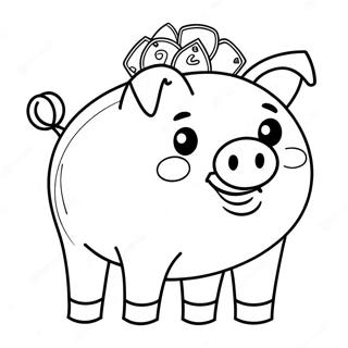 Page à colorier de tirelire heureuse | Page de coloriage Tirelire
