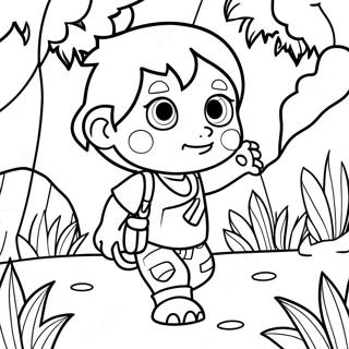Page à Colorier Diego Aventurier Explorant la Jungle | Page de coloriage Diego