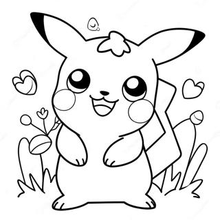 Page à colorier Pikachu Fille Mignonne | Page de coloriage Fille Pikachu