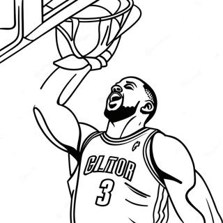 Dwyane Wade dunkant au basket à colorier | Page de coloriage Dwyane Wade