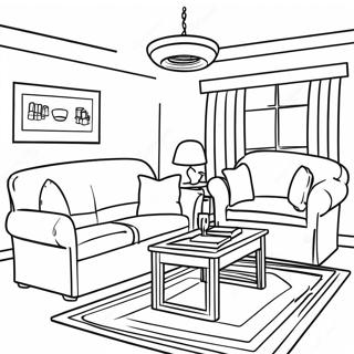 Page à colorier de meubles de salon confortables | Page de coloriage Mobilier