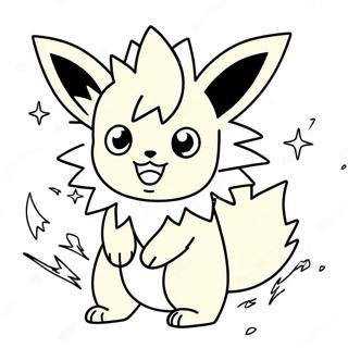 Page à colorier de Jolteon mignon avec électricité scintillante | Page de coloriage Jolteon