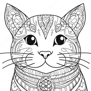 Page à colorier de portrait de chat réaliste | Page de coloriage Chat Réaliste