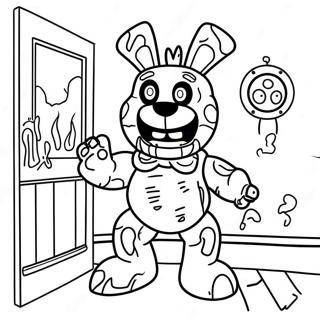 Page à colorier Springtrap Étrange dans une Maison Hantée | Page de coloriage Springtrap Complet