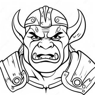 Page à colorier d'un guerrier orc coloré | Page de coloriage Monde de Warcraft