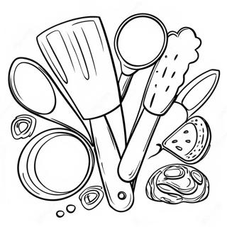 Page à colorier ustensiles de cuisine | Page de coloriage Cuisine