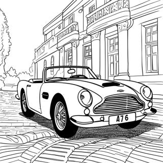 Page à colorier de voiture de sport Aston Martin classique | Page de coloriage Aston Martin