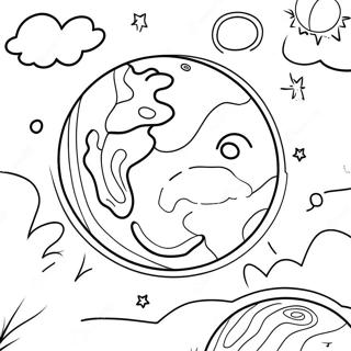 Page à colorier d'une planète colorée | Page de coloriage Cosmo