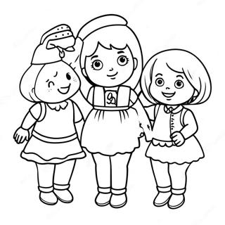 Page à colorier de l'aventure d'Alma et ses amis | Page de coloriage Le chemin d'Alma