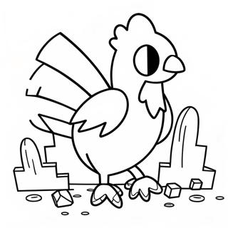 Page à colorier de poulet Minecraft mignon | Page de coloriage Poule Minecraft