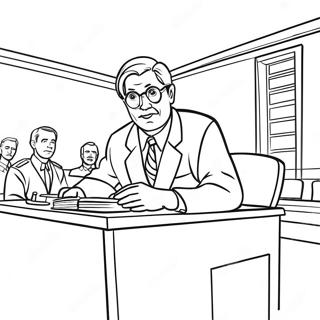 Page à colorier d'Avocat Drôle au Tribunal | Page de coloriage Avocat