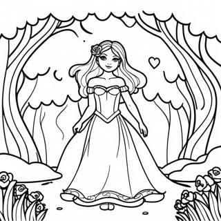 Page à colorier de la Belle Sombre Forêt Enchantée | Page de coloriage Beauté Sombre