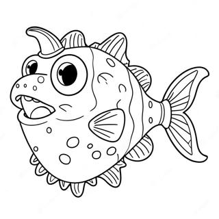 Mignon Poisson Pêcheur avec Grands Yeux Page à colorier | Page de coloriage Poisson-Scie