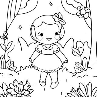 Page à colorier de Jardin Fairycore Fantaisiste | Page de coloriage Fée
