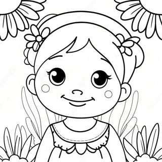 Mignonne Anya avec Fleurs Page à colorier | Page de coloriage Anya