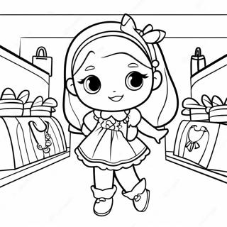 Pages à colorier des Shoppies mignons en tenues à la mode | Page de coloriage Shoppies
