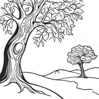 Page à colorier de silhouette d'arbre | Page de coloriage Silhouette