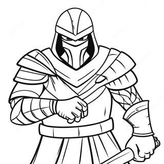 Page à colorier de Shredder dans une pose menaçante | Page de coloriage Shredder TMNT