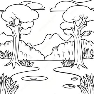 Page à colorier Paysage onirique | Page de coloriage Surréalisme