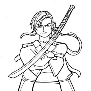 Page à colorier Muichiro avec épée | Page de coloriage Muichiro