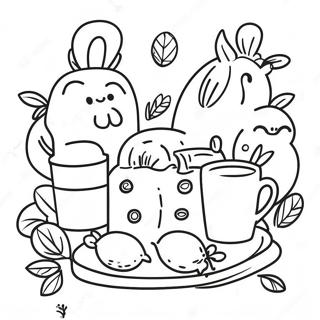 Page à colorier de la fête du thé | Page de coloriage Thé Party
