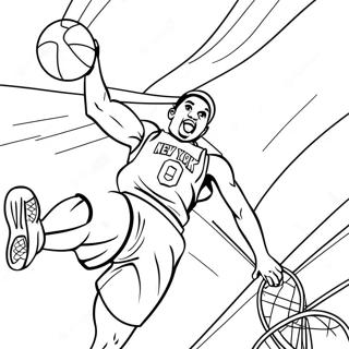 Page à colorier du joueur des New York Knicks en train de dunker | Page de coloriage Knicks