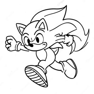 Page à colorier Sonic le hérisson courant vite | Page de coloriage Sonic et Mario