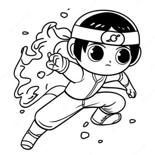 Page à colorier de Rock Lee avec un bandeau de ninja | Page de coloriage Rock Lee