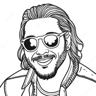 Page à colorier Post Malone avec Lunettes de Soleil | Page de coloriage Post Malone