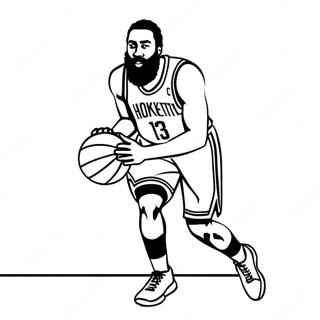 Page à colorier de James Harden dribblant au basket | Page de coloriage James Harden