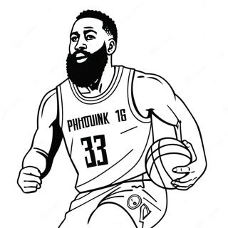 Page à colorier de James Harden réalisant un dunk | Page de coloriage James Harden
