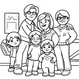 Page à colorier de la famille Maison pleine | Page de coloriage Maison Complète