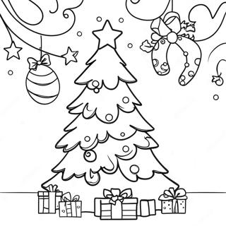 Page à colorier d'un arbre de Noël joyeux | Page de coloriage Joyeux Noël