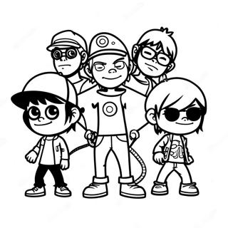 Page à colorier des membres du groupe Gorillaz | Page de coloriage Gorillaz