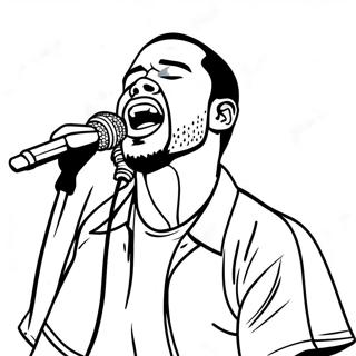 Page à colorier de Frank Ocean chantant sur scène | Page de coloriage Frank Ocean