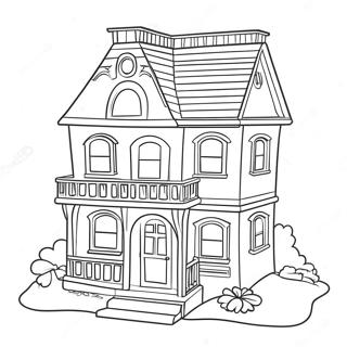 Page à colorier de la charmante maison Barbie | Page de coloriage Maison Barbie