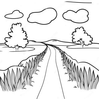 Page à colorier de paysage magnifique de l'Iowa | Page de coloriage Iowa