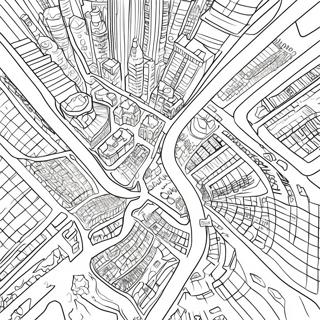 Page à colorier de carte de ville détaillée | Page de coloriage Carte